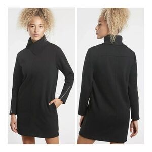 Athleta Black Cozy Karma Vela Long Sleeve Athleisure Soft Plush Dress Size M